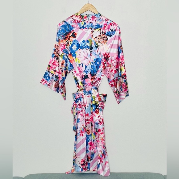 Victoria Secret x Mary Katrantzou Floral Stripe Satin Kimono Robe - Picture 5 of 8